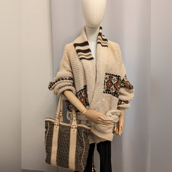 Fendi Handbags - Leather-Trimmed Zucchino Tote Bag